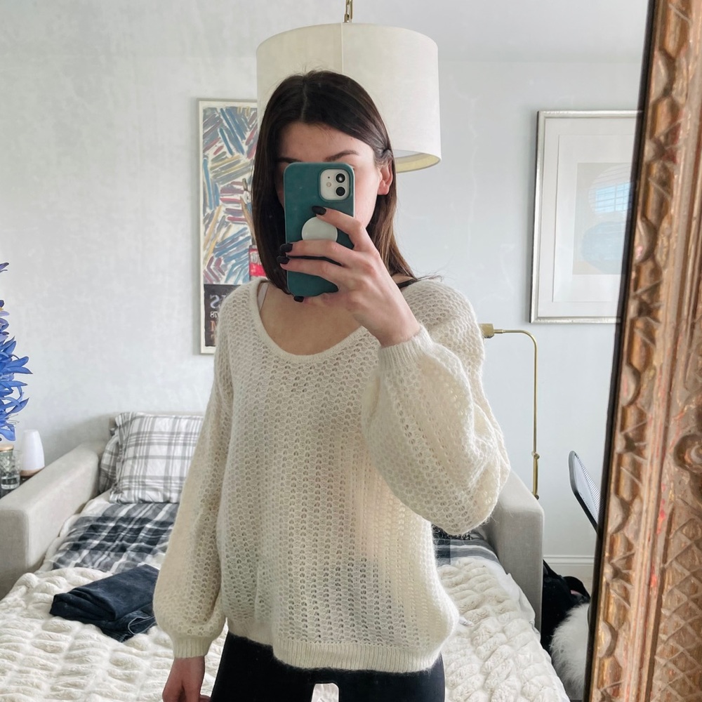 Aritzia Wilfred Raelynn Sweater Ivory Knit Small